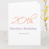 Carte anniversaire 20 ans vert violet nom simple mode te (Fleur jaune)