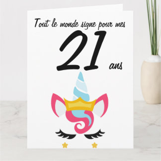 Carte anniversaire 21 ans grootformaat licorne xxl kaart