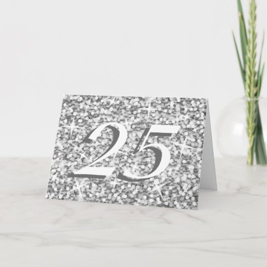 Carte anniversaire '25' Glitz "Argent" (Devant)