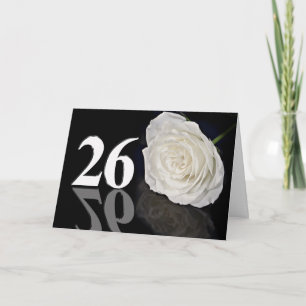 Carte anniversaire 26e avec une rose blanche class