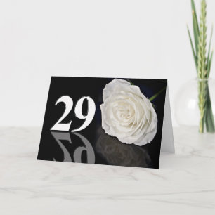 Carte anniversaire 29e avec une rose blanche class