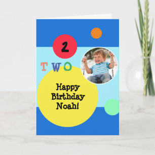 Carte anniversaire 2 ans couleur moderne lumineuse