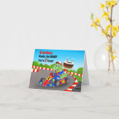 Carte Anniversaire 2 ans Petit-Fils Course de Dinosaure (Fleur jaune)