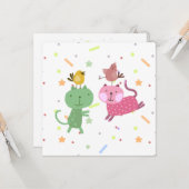 carte anniversaire 2 poulets 2 oiseaux (Devant/Arrière en situation)