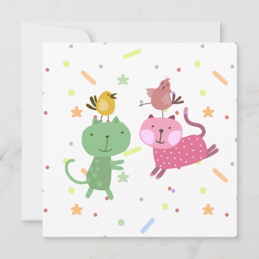 carte anniversaire 2 poulets 2 oiseaux (Devant)