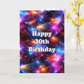 Carte Anniversaire 30 ans Néon Polygone Abstrait  (Fleur jaune)