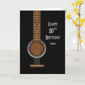 Carte Anniversaire, 30e, Guitare acoustique noire (Fleur jaune)