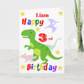 Carte Anniversaire 3 ans Dinosaur Vert (Devant)