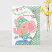 Carte Anniversaire 3, Ella Ballerina Elephant (Fleur jaune)
