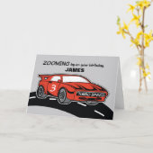 Carte Anniversaire 3 Red Sports Voiture (Fleur jaune)