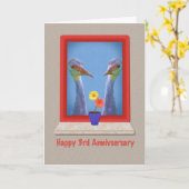 Carte Anniversaire, 3e, Crane Birds (Fleur jaune)