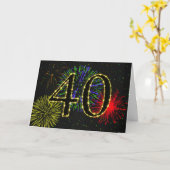 Carte anniversaire 40e avec feux d'artifice (Fleur jaune)
