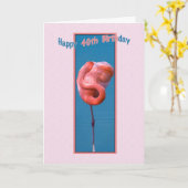 Carte anniversaire 40e avec Flamant rose rose tord (Fleur jaune)