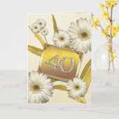 Carte anniversaire 40e avec marguerites. (Fleur jaune)