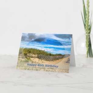 Carte ANNIVERSAIRE- 40ème- PLAGE/OCÉAN/DUNES/SCÈNE