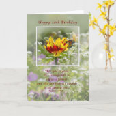 Carte Anniversaire, 40ème, Tulipe et Papillon, Religieux (Fleur jaune)