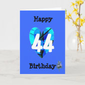 Carte Anniversaire 44 ans Bleu (Fleur jaune)