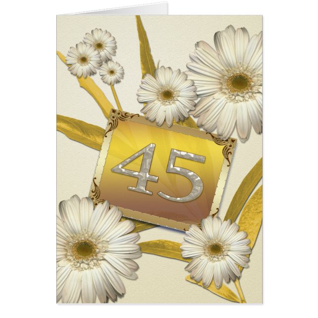 Carte anniversaire 45e avec marguerites. (Devant)