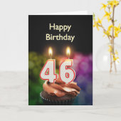 Carte anniversaire 46e avec bougies (Fleur jaune)