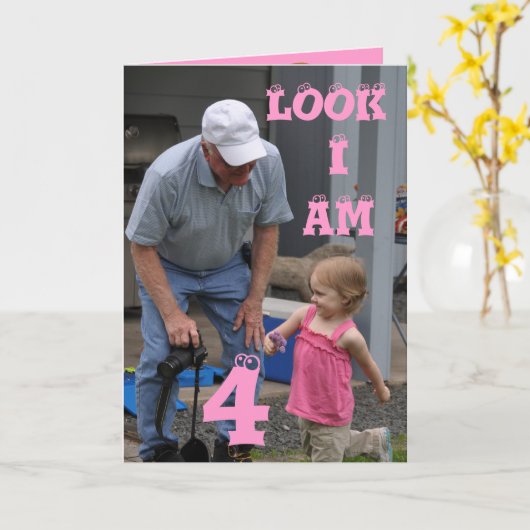 Carte Anniversaire 4 ans (Fleur jaune)