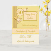 Carte Anniversaire 50e Golden 50 ans crème de pêche (Fleur jaune)