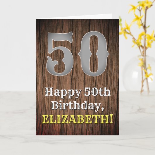 Carte Anniversaire 50e : Pays Inspiré par l'Ouest Look, (Fleur jaune)