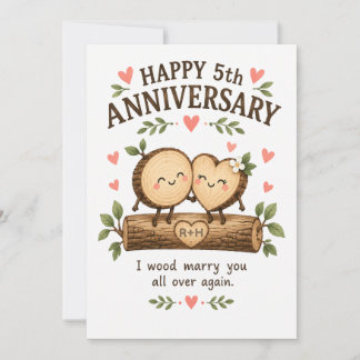 Carte anniversaire 5 ans - Anniversaire en bois