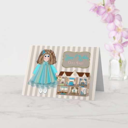 Carte Anniversaire, 5e Pour Filles, Poupée & Dollhouse (Orchidée)