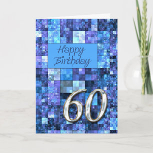Carte anniversaire 60e avec carrés abstraits.