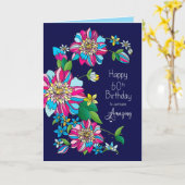 Carte Anniversaire, 60ème, Fleurs vives et colorées (Fleur jaune)