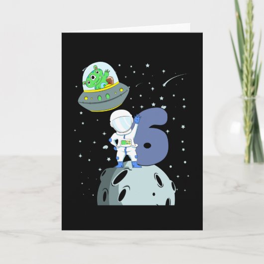 Carte ANNIVERSAIRE 6 6e anniversaire garçon astronaute (Devant)