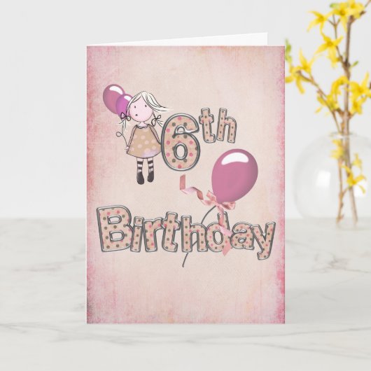 Carte Anniversaire 6 ans (Fleur jaune)