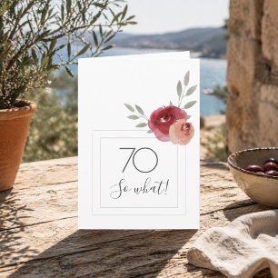Carte Anniversaire 70 Ans Floral Aquarelle Moderne Drôle