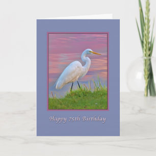 Carte Anniversaire, 75e, Great Egret Strolling at Sunris