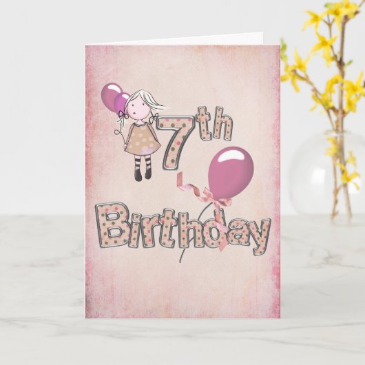 Carte Anniversaire 7 ans (Fleur jaune)