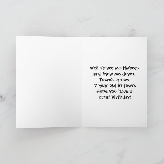 Carte Anniversaire 7 Pirate (Intérieur)