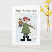 Carte Anniversaire 7 Pirate (Fleur jaune)