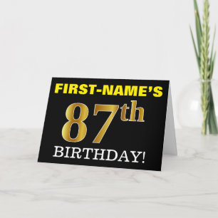 Carte "ANNIVERSAIRE 87 ANS" en or imitation noir