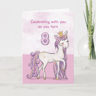 Carte Anniversaire 8 ans Cheval Rose Avec Couronne