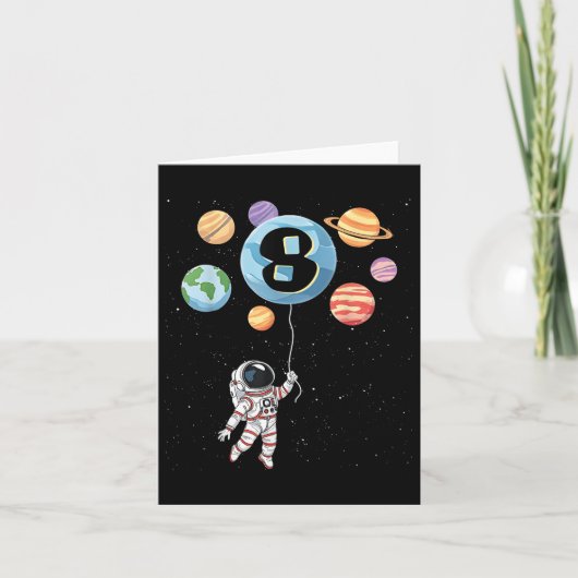 Carte Anniversaire 8e astronaute 8 ans Planètes spatiale (Devant)