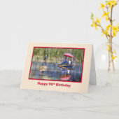 Carte Anniversaire, 90e, Deux pêcheurs au lac (Fleur jaune)