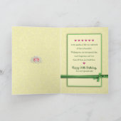 Carte ANNIVERSAIRE - 90ème - FLEURS DE JARDIN, BOW VERT (Intérieur)
