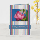 Carte Anniversaire, 90ème, Rose rouge (Fleur jaune)