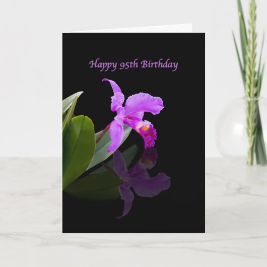 Carte Anniversaire, 95, Orchidée en noir (Devant)