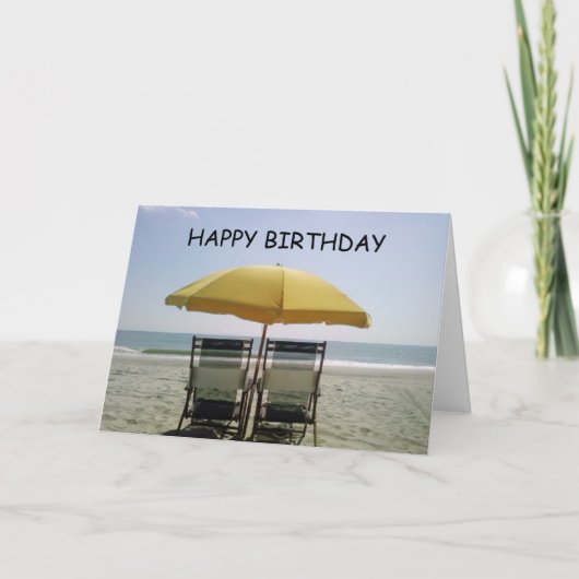 CARTE ANNIVERSAIRE À LA PLAGE-PROFITEZ (Devant)