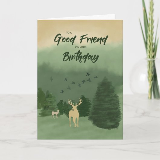 Carte Anniversaire à Male Buddy Ami Paysage avec arbres (Devant)