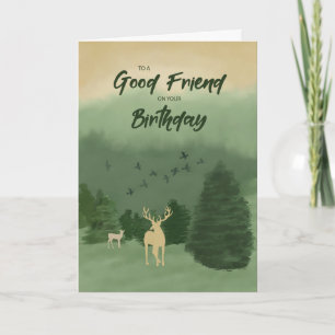 Carte Anniversaire à Male Buddy Ami Paysage avec arbres