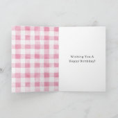 Carte Anniversaire à rayures écossaises rose et blanc (Intérieur)