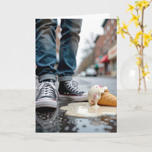 Carte Anniversaire Abandon Du Cône De Crème De Glace Par (Fleur jaune)