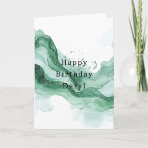 Carte Anniversaire Abstrait Onde Verte
